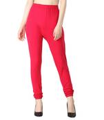 Women Pink Solid Churidar Leggings