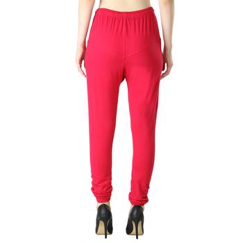 Women Pink Solid Churidar Leggings 4