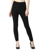 Women Black Solid Casual Churidar Leggings