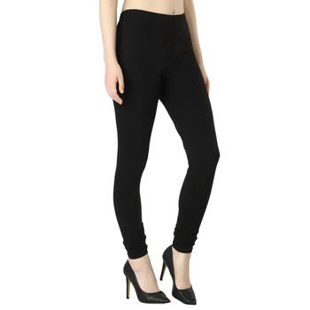 Women Black Solid Casual Churidar Leggings 2