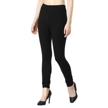 Women Black Solid Casual Churidar Leggings 3