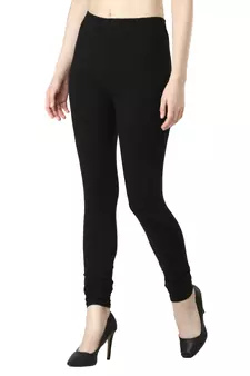 Women Black Solid Casual Churidar Leggings
