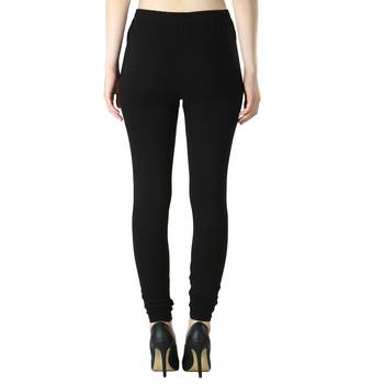 Women Black Solid Casual Churidar Leggings 4
