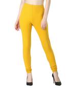Women Yellow Solid Casual Churidar Leggings