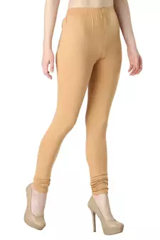 Women Cream Solid Casual Churidar Leggings