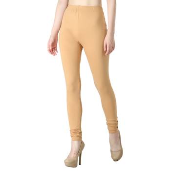 Women Cream Solid Casual Churidar Leggings 3