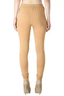 Women Cream Solid Casual Churidar Leggings