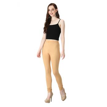 Women Cream Solid Casual Churidar Leggings 5