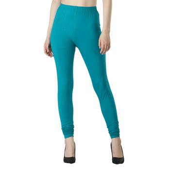 Women Turquoise Solid Casual Churidar Leggings 1