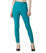 Women Turquoise Solid Casual Churidar Leggings