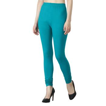 Women Turquoise Solid Casual Churidar Leggings 3