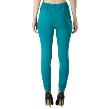 Women Turquoise Solid Casual Churidar Leggings 4