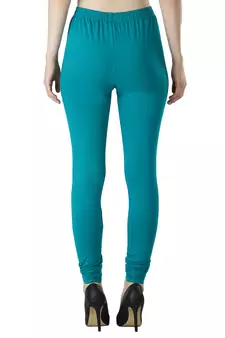 Women Turquoise Solid Casual Churidar Leggings