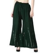 Women Dark Green Solid Stone Work Chicken Plazzo/Plazo