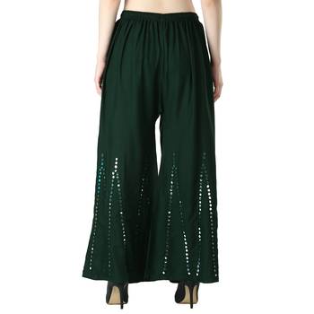 Women Dark Green Solid Stone Work Chicken Plazzo/Plazo 4