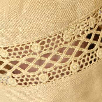 Women Cream Solid Elastic Waist With Drowstrig Casual Paijama 6