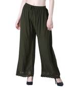 Women Olive Drawstring with Lace Bottom Designer Chicken Plazzo/Plazo