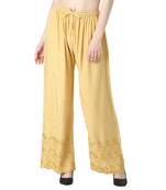 Women Golden Drawstring with Lace Bottom Designer Chicken Plazzo/Plazo