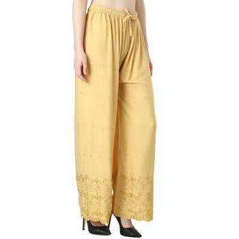 Women Golden Drawstring with Lace Bottom Designer Chicken Plazzo/Plazo 2