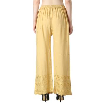 Women Golden Drawstring with Lace Bottom Designer Chicken Plazzo/Plazo 4