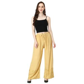 Women Golden Drawstring with Lace Bottom Designer Chicken Plazzo/Plazo 5