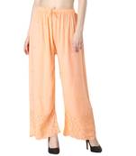 Women Cream Drawstring with Lace Bottom Designer Chicken Plazzo/Plazo