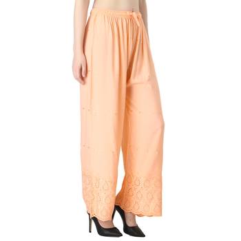 Women Cream Drawstring with Lace Bottom Designer Chicken Plazzo/Plazo 2