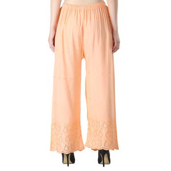 Women Cream Drawstring with Lace Bottom Designer Chicken Plazzo/Plazo 4
