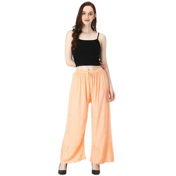 Women Cream Drawstring with Lace Bottom Designer Chicken Plazzo/Plazo 5