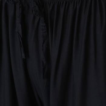 Women Black Solid Relaxed Fit Palazzo with Elastic Drawstring 6