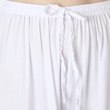 Women White Solid Relaxed Fit Palazzo with Elastic Drawstring 6