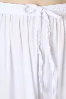 Women White Solid Relaxed Fit Palazzo with Elastic Drawstring