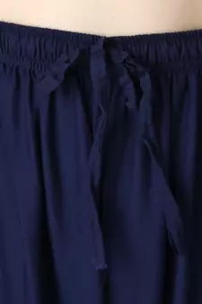 Women Navy Solid Relaxed Fit Palazzo with Elastic Drawstring