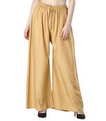 Women Gold Solid Relaxed Fit Palazzo with Elastic Drawstring