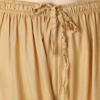 Women Gold Solid Relaxed Fit Palazzo with Elastic Drawstring 6