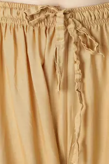 Women Gold Solid Relaxed Fit Palazzo with Elastic Drawstring