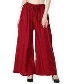 Women Maroon Solid Relaxed Fit Palazzo with Elastic Drawstring
