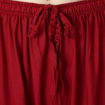 Women Maroon Solid Relaxed Fit Palazzo with Elastic Drawstring 6