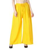 Women Yellow Solid Relaxed Fit Palazzo with Elastic Drawstring