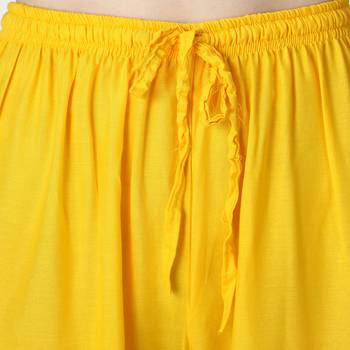 Women Yellow Solid Relaxed Fit Palazzo with Elastic Drawstring 6