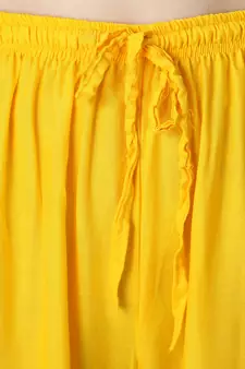 Women Yellow Solid Relaxed Fit Palazzo with Elastic Drawstring