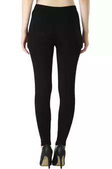 Women Black Solid Elastic Waist Ankle Length Legging