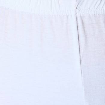 Women White Solid Elastic Waist Ankle Length Legging 6
