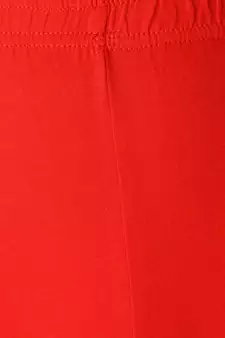 Women Red Solid Elastic Waist Ankle Length Legging