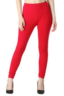 Women Pink Solid Elastic Waist Ankle Length Legging