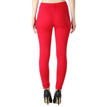 Women Pink Solid Elastic Waist Ankle Length Legging 4