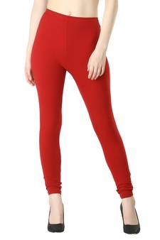 Women Maroon Solid Elastic Waist Ankle Length Legging