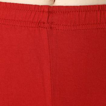 Women Maroon Solid Elastic Waist Ankle Length Legging 6