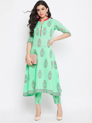 Green printed cotton salwar 5