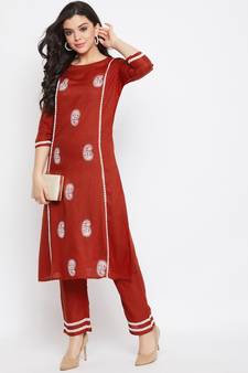 Maroon embroidered rayon salwar